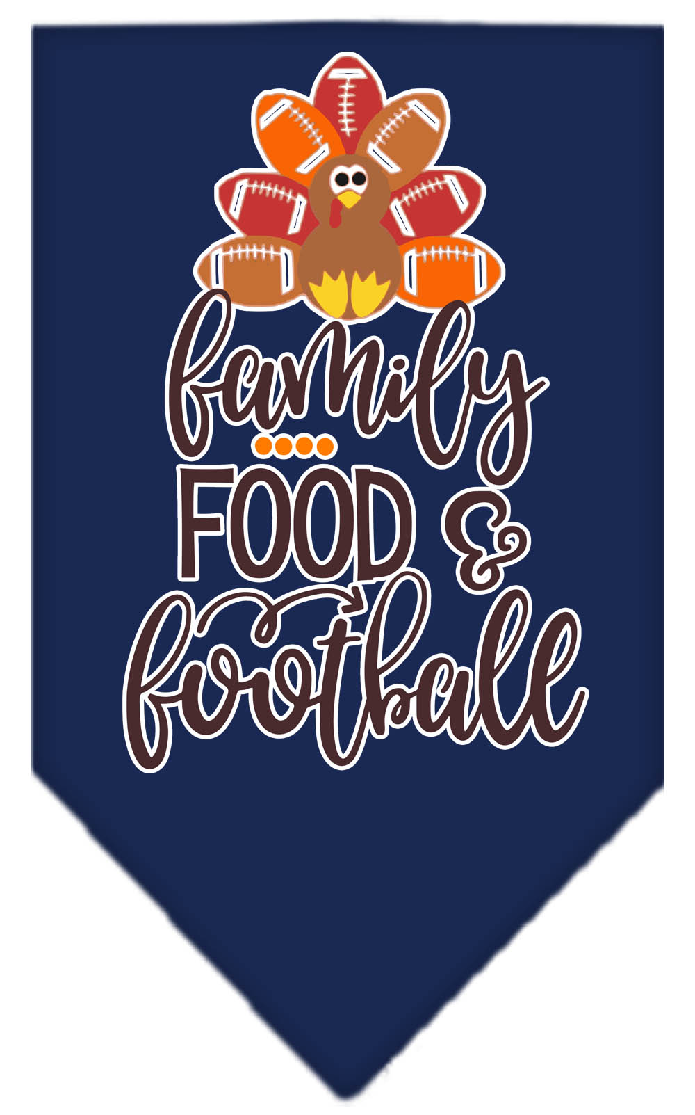 Family, Food, and Football Screen Print Bandana Navy Blue large